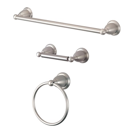 Kingston Brass 3-Piece Bathroom Accessory Set, Brushed Nickel BAK175148SN